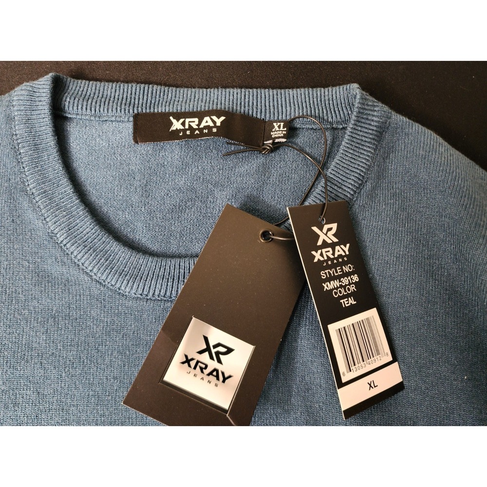 XRAY Mens  crew neck Sweater Pullover Long Sleeves  Teal Size XL  NWT